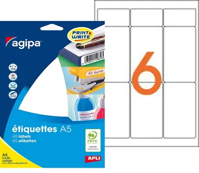Image de agipa Étiquettes universelles 97 x 46 mm blanc 96 étiquettes