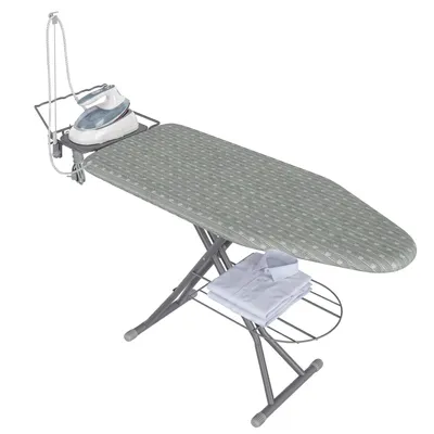 Produktbild von SONGMICS Bügelbrett mit Steckdose, für Dampfbügeleisen, Höhenverstellbar, Klappbar, 160 x 49 x 75-92 cm, Grau und Silber