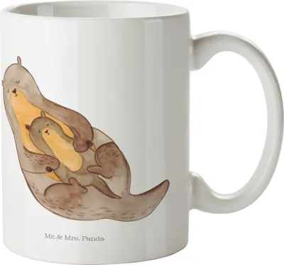 Produktbild von Mr. & Mrs. Panda Plastikbecher Otter Kind - Weiß - Geschenk, Mehrwegbecher, Trinklernbecher, Geburt, Pott, Familie, Haferl, Kindertasse, Mama, Baby, Mutter