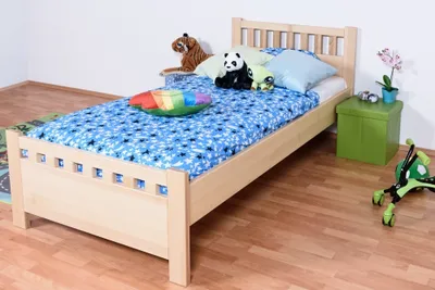 Produktbild von Kinderbett 100 x 200 cm | Massivholz: Buche | Natur Lackiert