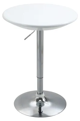 Zdjęcie produktu dla Stół Barowy Nowoczesny Stół Do Jadalni Regulacja Wysokości Biurka Metalowa Farba Abs Biała Ø61 X 76-97 Cm