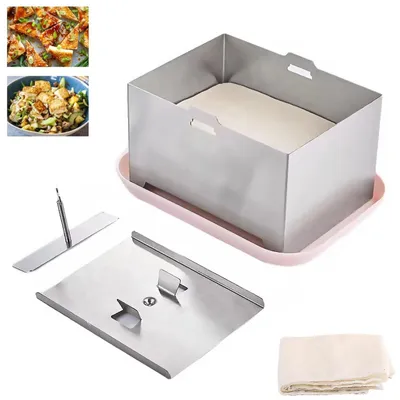Obrázek produktu pro Tofu lis 304 nerezová ocel - tofu lisovací mřížka - odkapávací miska - multifunkční lis - BPA-free - myčka nádobí 16 x 12 x 9 cm - Tofumaker