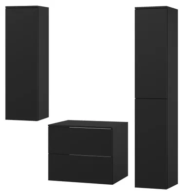 Obrázek produktu pro Koupelnový set 3dílný: Spodní skříňka + 2 vysoké skříňky Color Černá (2S 60 + 1D 100 + 2D 160)