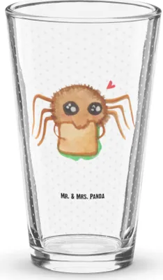 Produktbild von Mr. & Mrs. Panda Tumbler Spinne Agathe Sandwich - Transparent - Geschenk, Bierglas, Mut, Trinkglas, Hunger, Longdrinkglas, Glas, Wasserglas, Glück, Alles Wird gut