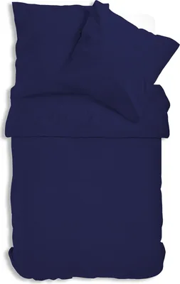 Produktbild von Uni Renforce Bettwäsche 135x200 cm oder 155x220 cm Baumwolle mit Reißverschluss, Farbe:navy / blau, Größe:2 teilig 135x200 cm