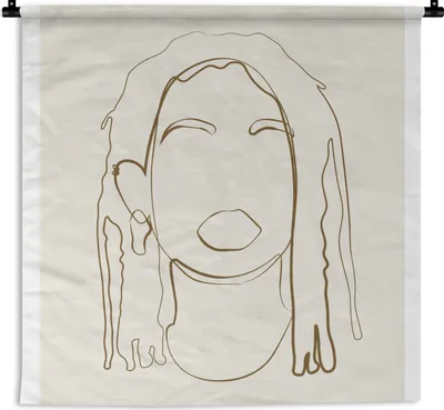 Produktbild von MuchoWow® Wandteppich Wandbehang Frauen - Text - Strichzeichnungen - Zitate 90x90 cm Tapisserie Dekoration Wandtuch - Wandaufhänger