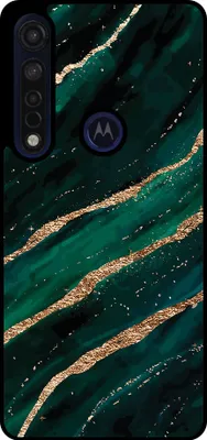 Produktbild von Smartphonica Handytasche passend für Motorola Moto G8 Plus  mit Marmordruck - TPU Rückseite Fall Marmor Design - Grün Gold