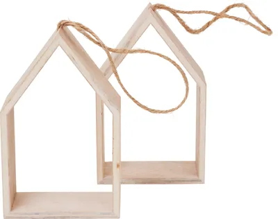 Produktbild von VBS Deko-Anhänger Haus mit Juteband, 2 Stück, ca. 7 x 12 cm, 4,7 mm stark