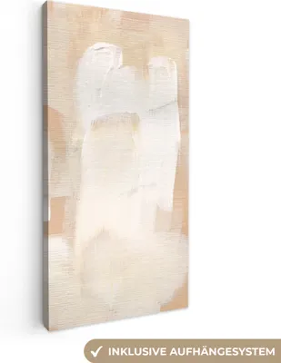 Obrázok produktu pre MuchoWow® - Plátno - Umenie - Biela - Béžová - Moderné, nástenné obrazy, nástenné dekorácie Obývacia izba, 20x40cm