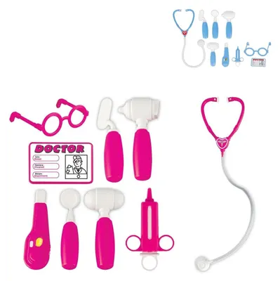 Produktbild von Pilsan Kinder-Arztset 03232, 9-teilig, Spritze, Stethoskop, Otoskop, Arztausweis pink