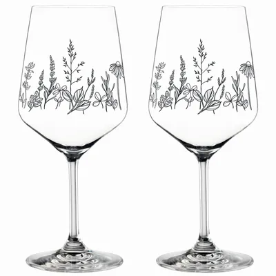 Produktbild von NACHTMANN 105723 TATTOO BOTANICAL BLACK Spritz/Wein Glas 2er Set