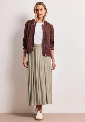 Produktbild von Street One Midi Rock 'Midi-Rock aus Mesh in Plisséestruktur', A361916, timeless beige, Gr. 36