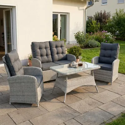 Produktbild von bellavista - Home&Garden® Monte Carlo Polyrattan Lounge-Set 4-teilig grau für 4 Personen
