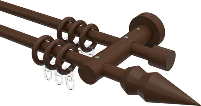 Produktbild von Interdeco Gardinenstange / Vorhangstange Nussbaum lackiert, Typ Adrian Doman (Doppelkegel), 16 mm Ø 2-läufig, 100 cm