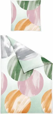 Produktbild von JACK by Bierbaum Seersucker Bettwäsche 2 tlg. 135x200cm Kreis Dot Farbverlauf Pastell Grün Rosa Orange
