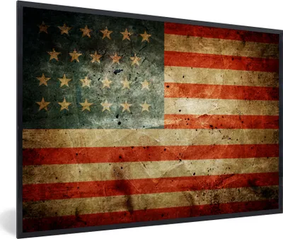 Produktbild von MuchoWow® MuchoWow® Gerahmtes Poster Flagge - Vintage - USA 30x20 cm - Poster mit zchwarzem Bilderrahmen - Kunstdruck - Bild-Poster
