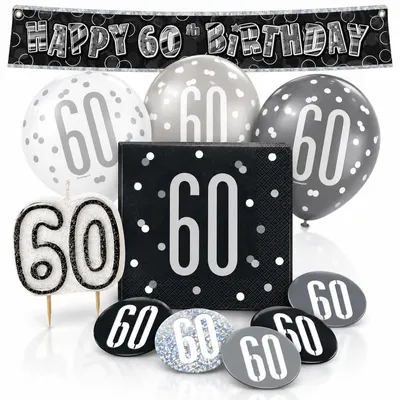 Produktbild von Partyset 60. Geburtstag Dekoration Party Deko Set Geburtstagsdeko schwarz Mann Frau