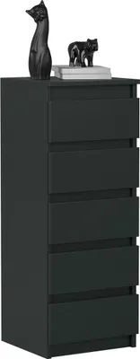 Obrázek produktu pro VBChome Komoda s 5 zásuvkami 40 x 39 x 105 cm černá Komoda bez úchytek Víceúčelová skříňka do předsíně Ložnice Obývací pokoj Dětský pokoj