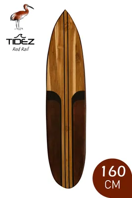 Produktbild von Tidez Surfbrett Dekoration - Surfbrett aus Holz - Surfbrett Dekoration - Red Rail 160cm