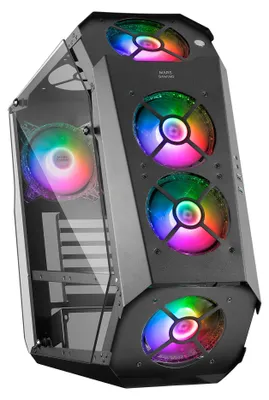 Produktbild von Mars Gaming MC51, PC, Schwarz, ATX, micro ATX, Mini-ITX, 16,2 cm, 37,5 cm, 4x 120 mm
