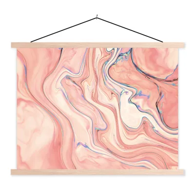 Produktbild von MuchoWow® Textilposter Marmor - Pastell - Rosa - Blau - Marmoroptik - Abstrakt 150x113 cm mit holzfarbenen Rahmen - Poster