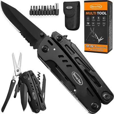Immagine prodotto di Coltello multiuso RoverTac 18 in 1 nero con fodero in nylon