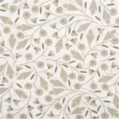 Produktbild von Baumwollstoff Meterware Popeline Stoff Blumen wollweiß grün 145cm