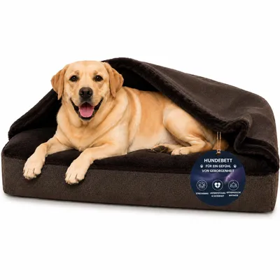 Produktbild von Orthopädisches Hundebett Höhlenbett Gelenkschonend XL 100x80 cm Braun, KI-generiertes Bild