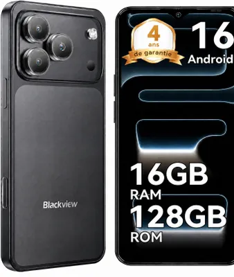 Image de 2026 Blackview WAVE 7C, téléphone portable sans abonnement, 6,56 pouces, Android 16, 16 Go + 128 Go/2 To TF, Face ID, 5 000 mAh, 32 Mpx, double SIM, Wi-Fi 5, IP54