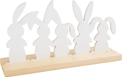 Produktbild von Holz-Deko "Hasenfamilie auf Sockel"