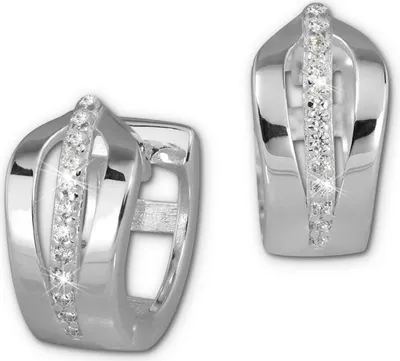 Image de SilberDream créoles 13mm blanc boucles d'oreilles en argent sterling zirconium femmes D2SDO386W