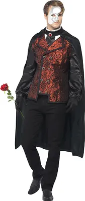 Produktbild von Smiffys - "Dark Opera Masquerade" Kostüm Set für Herren SM2003 (M) (Schwarz/Rot/Silber)