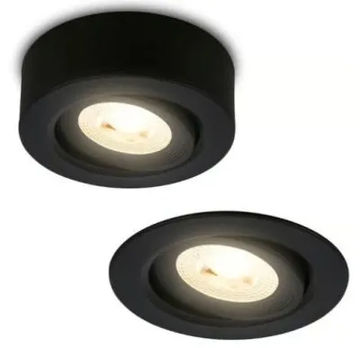 Obrázok produktu pre Briloner Desi 2 v 1 LED bodové svietidlo na povrchovú montáž a vstavané bodové svietidlo, 2 v 1 LED bodové svietidlo na povrchovú montáž a vstavané bodové svietidlo, otočné, stmievateľné, ploché, čierne, Ø9 x 3 cm