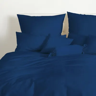 Produktbild von Traumschlaf Uni Mako-Satin Kissenbezüge 40x60 cm marine