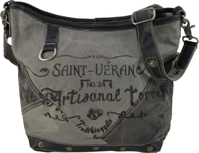 Produktbild von Sunsa Damen/Herren Umhängetasche große Schultertasche Handtasche aus Canvas & Leder schwarz 52195