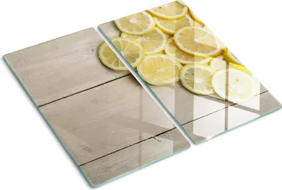 Immagine prodotto di Copertura per piano cottura – Copertura per piano cottura a induzione – Piano di vetro protettivo – 2x30x52 cm – Piani di vetro protettivi per fornelli – Vetro temperato – Legno di limone