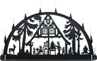 Productafbeelding van Saico Metalen wanddecoratie "Waldhaus" (boswachtershuis), 100 x 50 x 10 cm