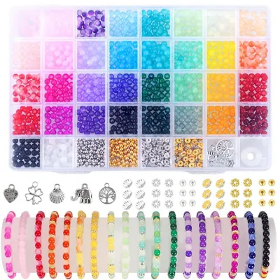Zdjęcie produktu dla Koraliki szklane do rękodzieła, 6 mm, 2870 sztuk, idealne do tworzenia bransoletek i biżuterii