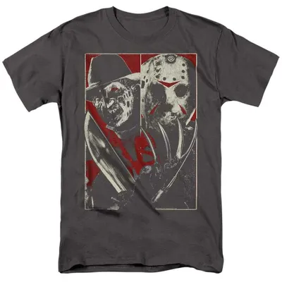 Imagen del producto de Camiseta "Freddy vs. Jason" para hombre/mujer, diseño uni, modelo TV38495 (talla M), color carbón, Imagen generada por IA