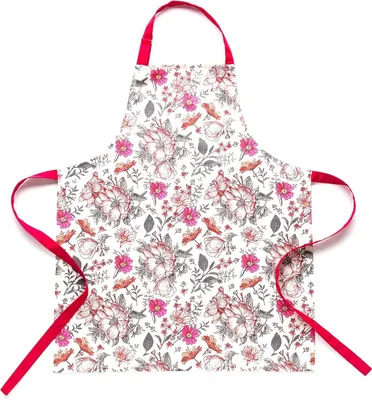 Productafbeelding van Keuken Schort met Bloemenprint - 100% Katoen 60 x 75 cm