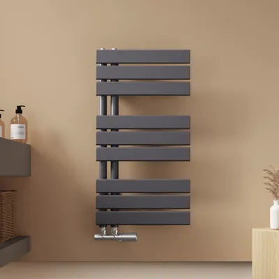 Produktbild von EMKE Handtuchtrockner Badheizkörper Paneelheizkörper Seitenanschluss Wandmontage Warmwasser 762 x 400 mm Anthrazit ohne Heizstab
