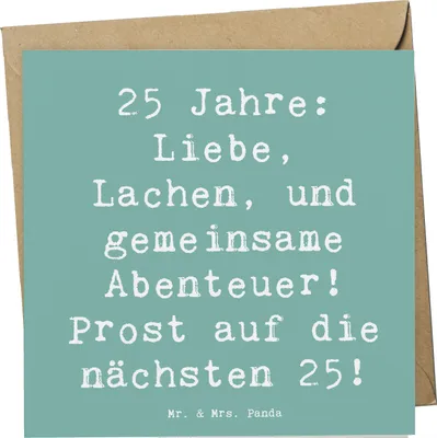 Produktbild von Mr. & Mrs. Panda Deluxe Karte Spruch 25. Hochzeitstag Silberne Hochzeit - Meeresbrise - Geschenk, Treue, Geschenke, Heiraten, anlasskarte, unvergesslich, personalisiertes