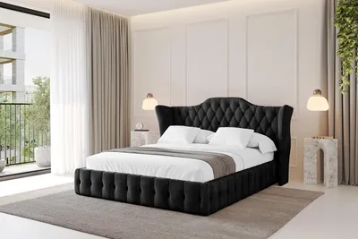 Produktbild von ALTDECOR Polsterbett mit Bettkasten - MODY - 180x200 Schwarz Casablanca - Bett mit Matratze H3/H4, Kopfteil, Boxbett, Lattenrost, Doppelbett mit Stauraum D66