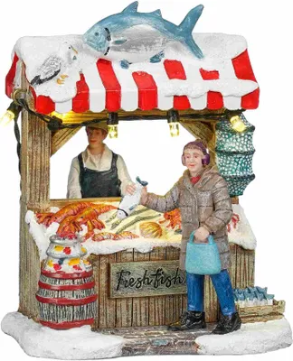 Produktbild von Luville Weihnachtsdorf Fish market - 9x7x11 cm - Polyresin - Mehrfach