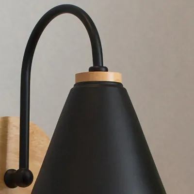 Zdjęcie produktu dla Lampa Ścienna Zakrzywiona Prosta Antirust Salon Korytarz Gabinet Sypialnia Kinkiet Ścienny Do Dekoracji Bez Źródła Światła Czarny