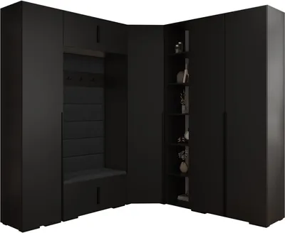 Produktbild von MEBLE KRYSPOL Inova 1 Möbelset Garderobe, 236,7x371,7x47cm - Schwarz, Manila 18, Schwarz