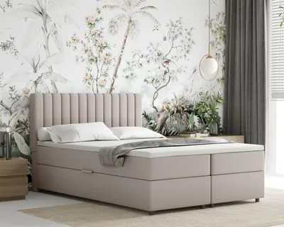 Produktbild von Boxspringbett 140x200 EVEREST, mit Topper, mit Bettkästen, Doppelbett, Dunkelbeige