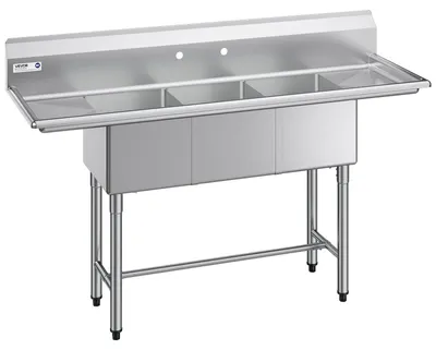 Produktbild von VEVOR Edelstahl Utility Sink, 1 Fach Freistehendes kleines Waschbecken inklusive Wasserhahn & Beine, 40,6 x 33 x 22,1 cm Gewerbliche Einzelbecken für Garage, Restaurant, Küche, Wäscherei, NSF-, Drei-Komponenten-Spülen-a, 356x400x279 mm