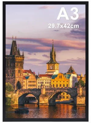 Produktbild von Ditwis Bilderrahmen A3 Schwarz, Rahmen Din A3 für 29,7x42 cm Zertifikate, Urkund