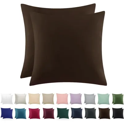 Produktbild von Kissenbezug 80x80 cm Braun 2er Set Mikrofaser mit Reißverschluss
